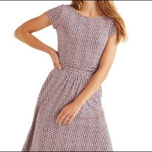 Boden Amelie Jersey Navy and Chalky Pink Daisy Bud Floral Dress